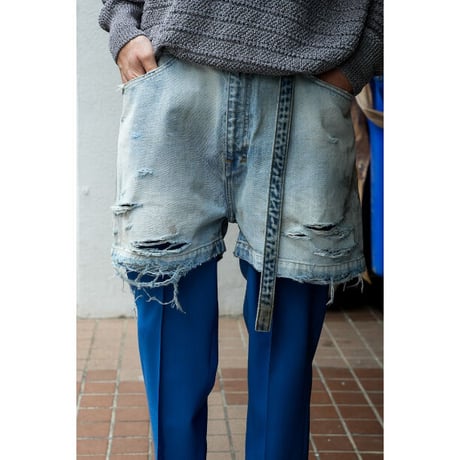 ANCELLM CRASH DENIM SHORTS