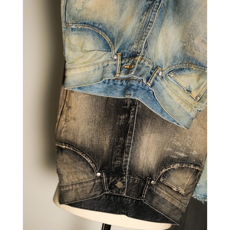 ANCELLM P/DAMAGE DENIM STRAIGHT 5P PANTS | Must