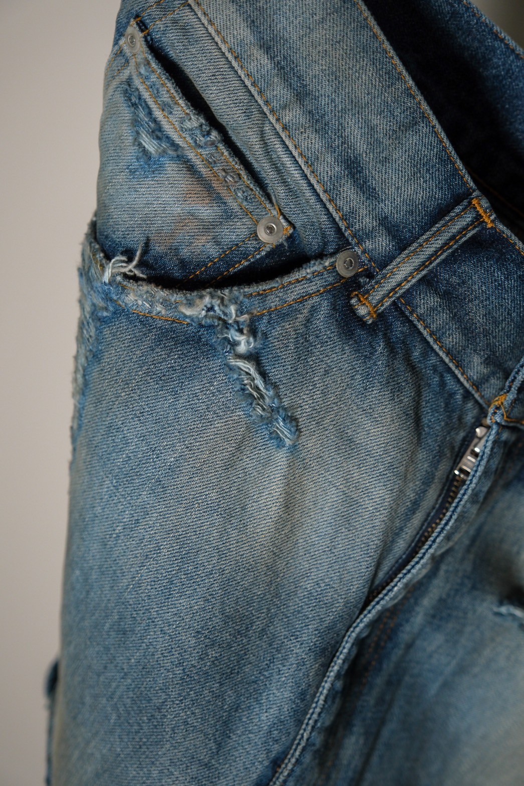 パンツ ANCELLM CRASH SELVEDGE DENIM STRAIGHT 2 CRASH SELVEDGE DENIM STRAIGHT 5P PANTS, INDIGO - ANCELLM