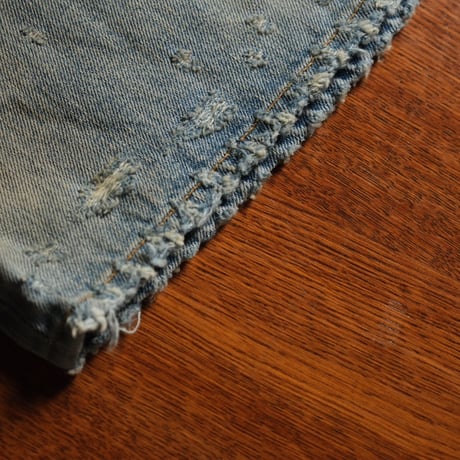ANCELLM P/DAMAGE DENIM STRAIGHT 5P PANTS