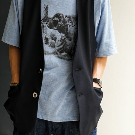 MAATEE&SONS Ex. M＆WOOLEE RINGER TEE (blue)