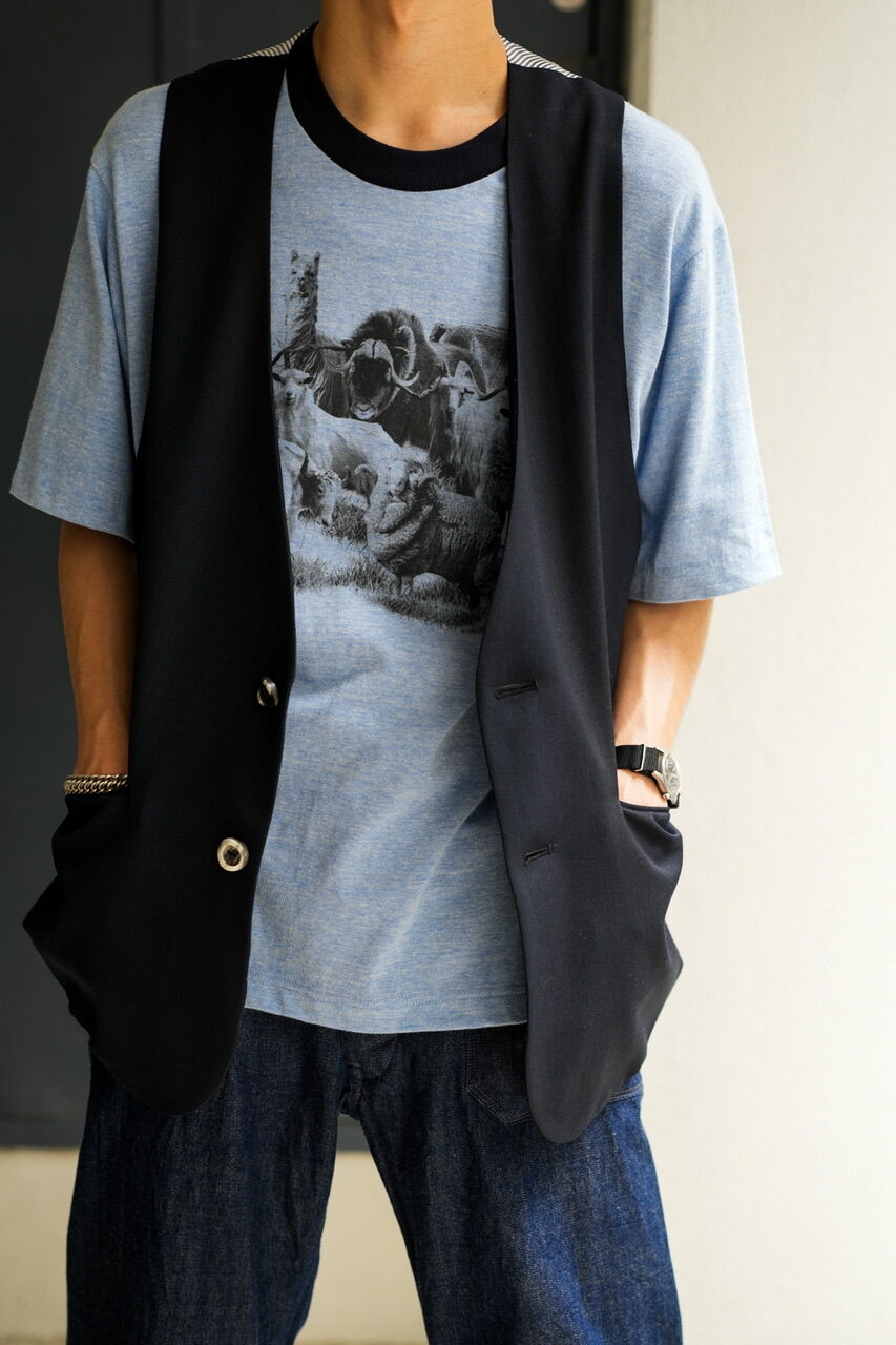 MAATEE&SONS Ex. M＆WOOLEE RINGER TEE (blue) | Mu 