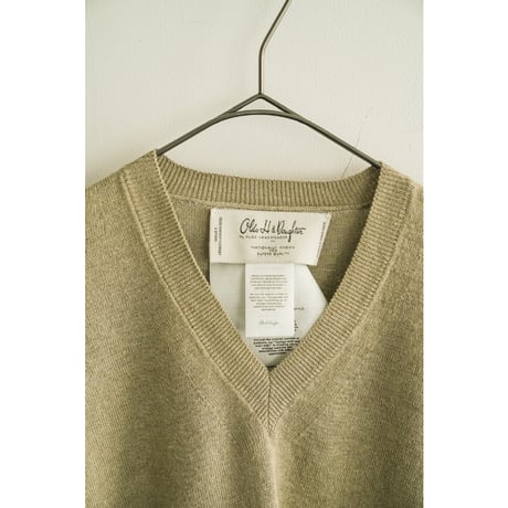 Olde H&Daughter LINEN SILK PLAIN STITCH V NECK L/S