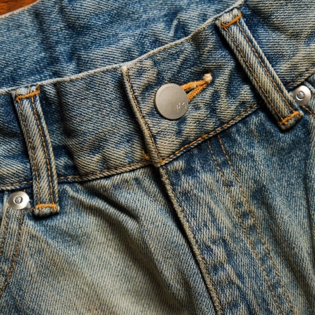 ANCELLM P/DAMAGE DENIM STRAIGHT 5P PANTS