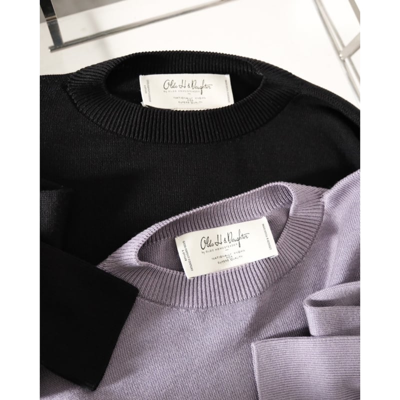 トップス Olde H & Daughter SILK PLAIN CREW NECK Olde H & Daughter SILK PLAIN STITCH CREW NECK P