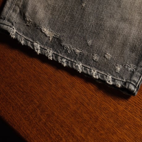 ANCELLM P/DAMAGE DENIM STRAIGHT 5P PANTS