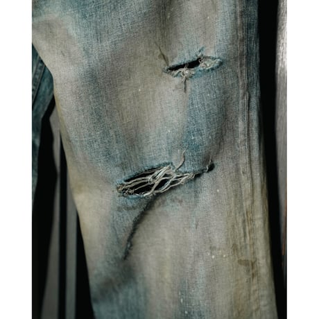 ANCELLM DAMAGE WIDE 5P DENIM PANTS