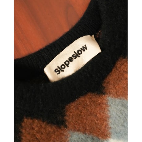 slopeslow BRUSHED DOUBLE JACQUARD CREW NECK SWEATER