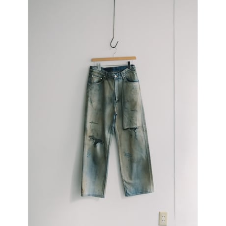 ANCELLM CRASH MIDDLE STRAIGHT 5P DENIM PANTS