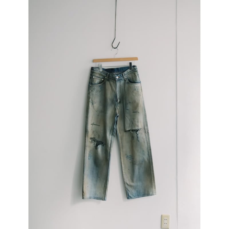 ANCELLM CRASH MIDDLE STRAIGHT 5P DENIM PANTS |
