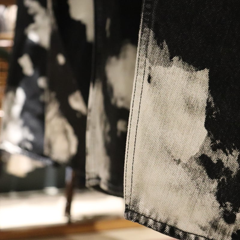 ANCELLM Ex. 5P DENIM PANTS-COW PATTERN BLEACH |