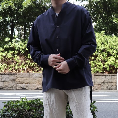 RAKINES Ex. Drizzle chambray Stand collar shirt