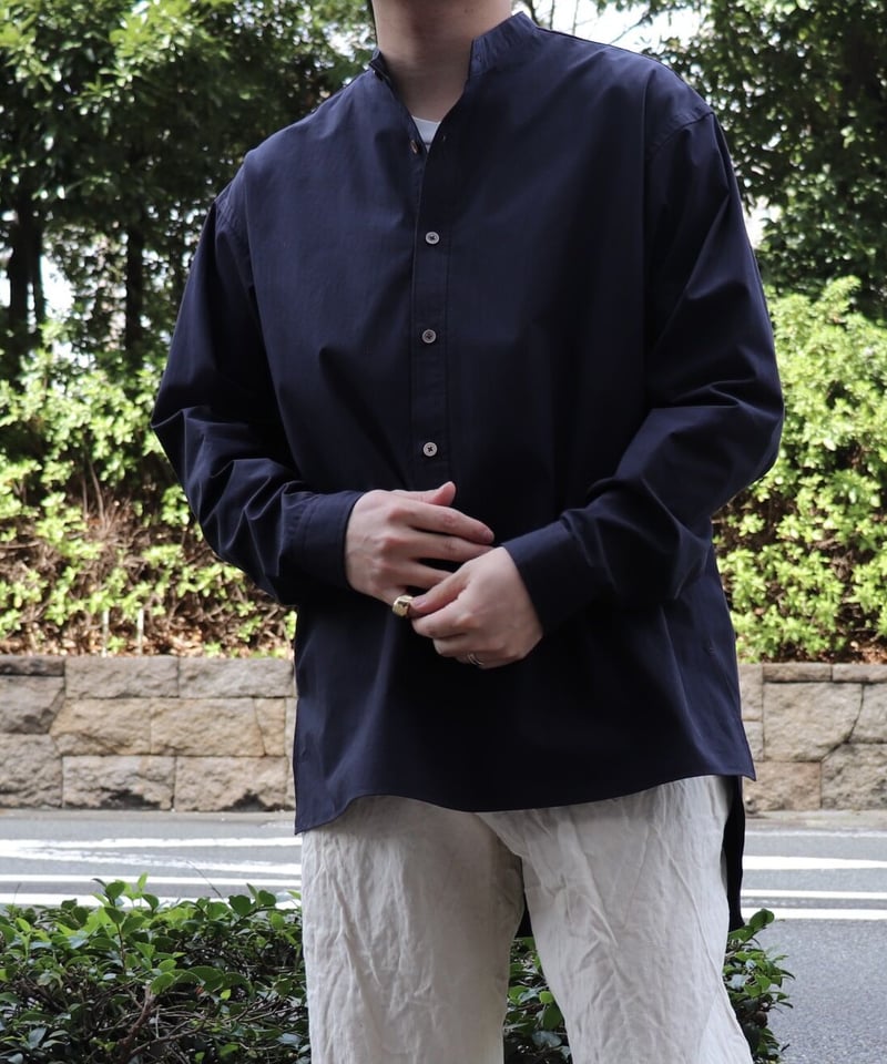 RAKINES Ex. Drizzle chambray Stand collar shirt