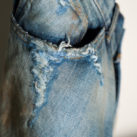 ANCELLM CRASH SELVEDGE DENIM STRAIGHT 5P PANTS