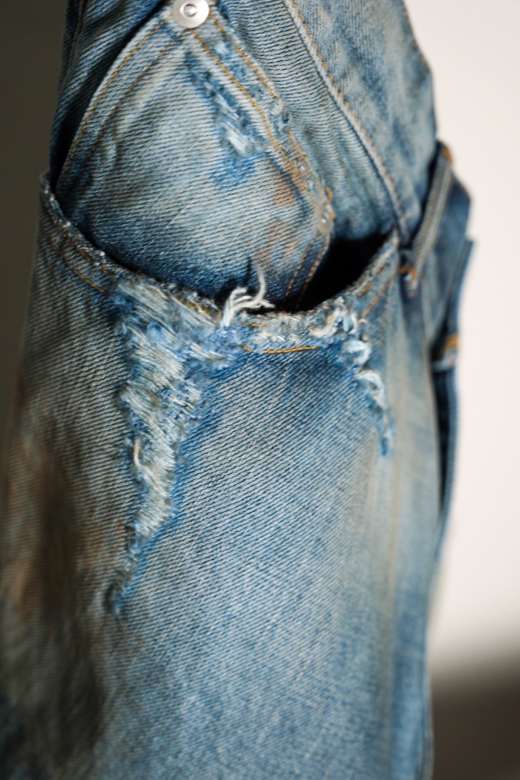 ANCELLM CRASH SELVEDGE DENIM STRAIGHT 5P PANTS