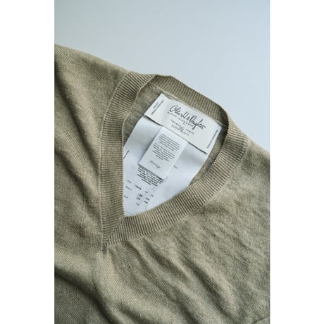 Olde H&Daughter LINEN SILK PLAIN STITCH V NECK L/S