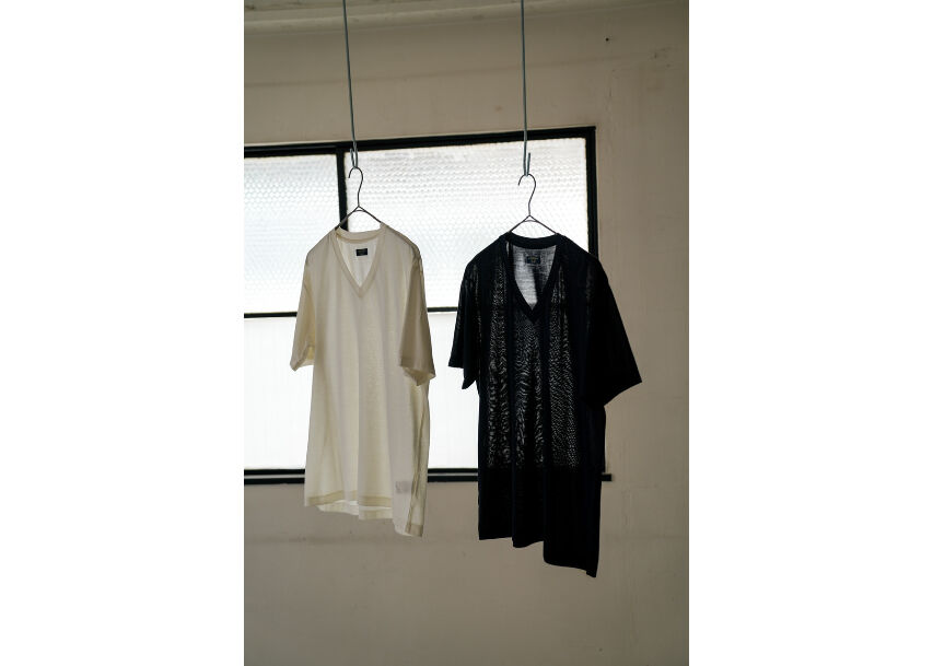 MAATEE & SONS silk V neck Tee 柿の葉別注 MAATEE&SONS