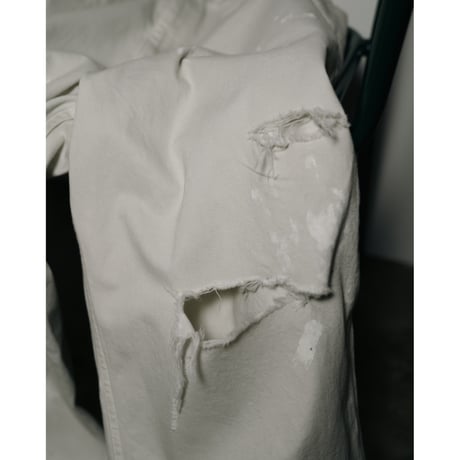 ANCELLM DAMAGE WIDE 5P DENIM PANTS