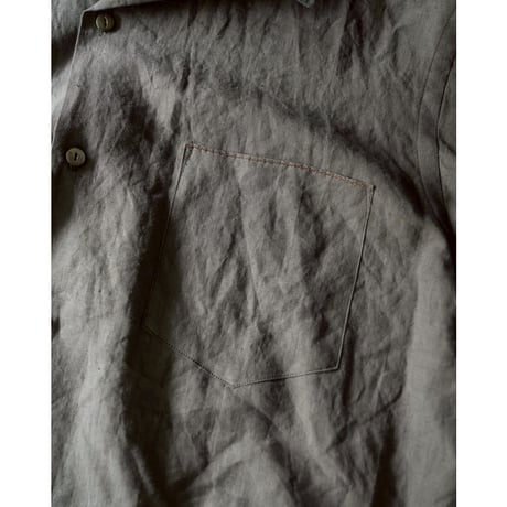 MAATEE&SONS FINE HEMP S/S OPEN COLLAR SHART