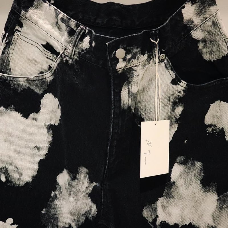 ANCELLM Ex. 5P DENIM PANTS-COW PATTERN BLEACH |
