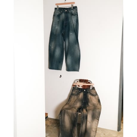 ANCELLM AGING WIDE DENIM 5P PANTS