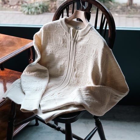 MAATEE&SONS JACQUARD ZIP ARMY SWEATER