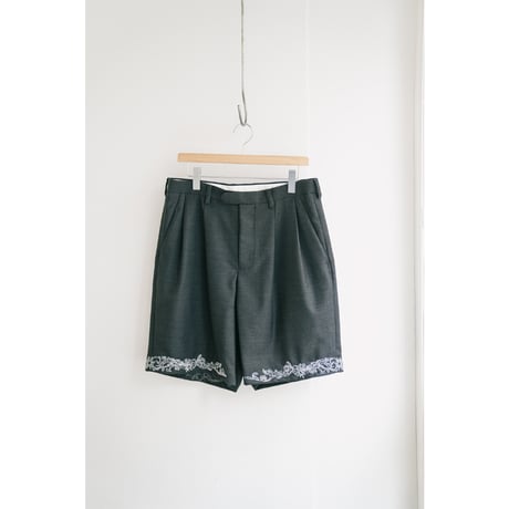 MAATEE&SONS Ex. 裾刺繍 SHORT TROUSER  "和製Tonik Wool"