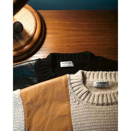 MAATEE&SONS LEATHER PATCH P/O CASHMERE SWEATER