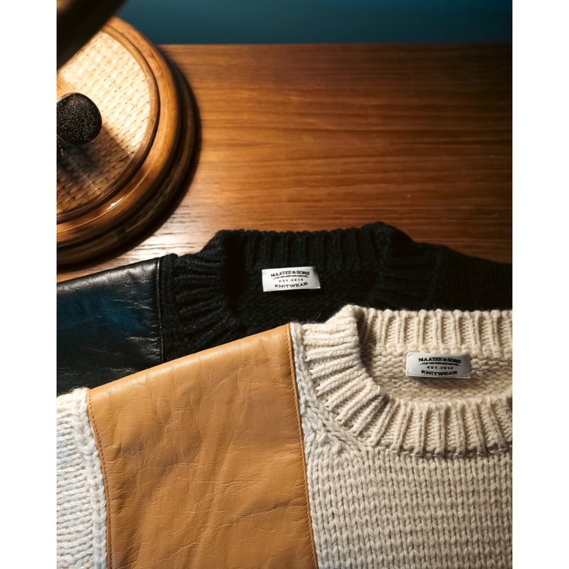 トップス Maatee&sons leather patch po sweater MAATEE&SONS LEATHER PATCH P/O CASHMERE SWEATER