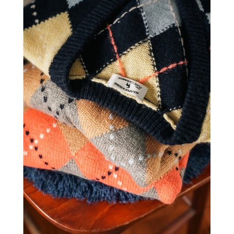 MAATEE&SONS Ex. KATEIKI CASHMERE ARGYLE V-NECK SWEATER