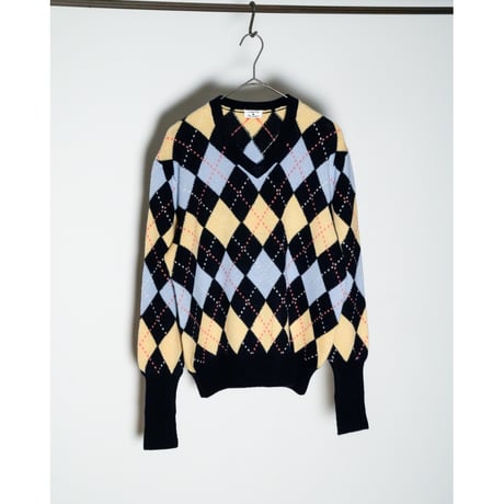MAATEE&SONS Ex. KATEIKI CASHMERE ARGYLE V-NECK SWEATER