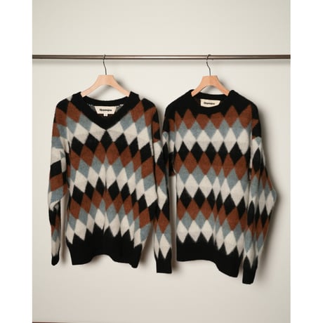 slopeslow BRUSHED DOUBLE JACQUARD CREW NECK SWEATER
