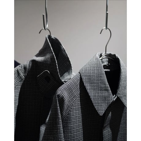 MAATEE&SONS 撚り杢HOUND TOOTH ハメ袖BALMACAAN COAT