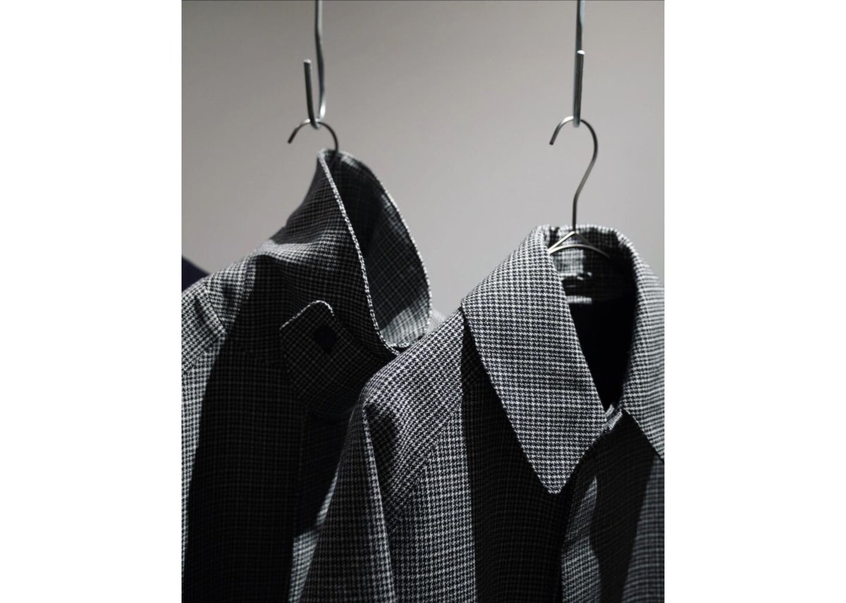 MAATEE&SONS 撚り杢HOUND TOOTH ハメ袖BALMACAAN COAT |