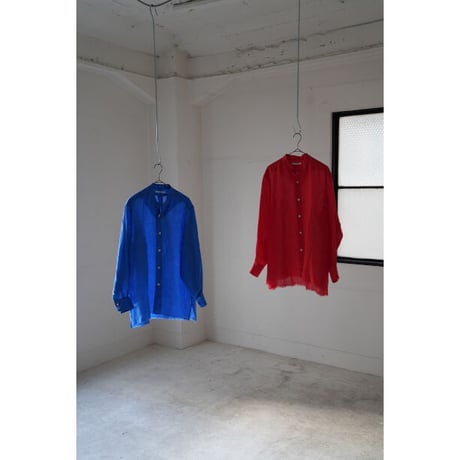 MAATEE&SONS LINEN GAUZE BAND COLLAR SHIRTS