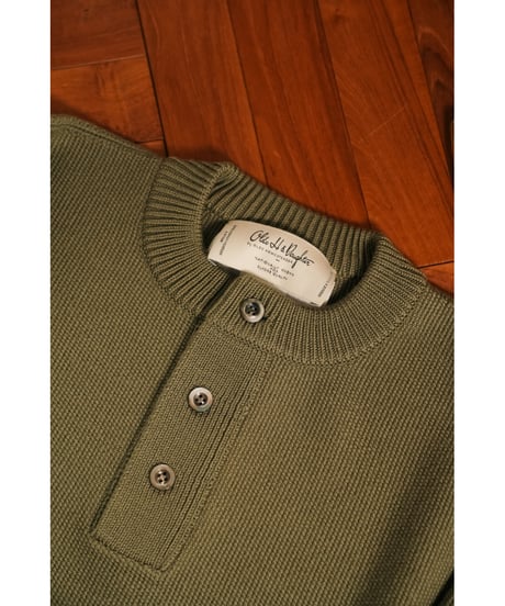 Olde H & Daughter WOOSTED WOOL HENLEY NECK P/O