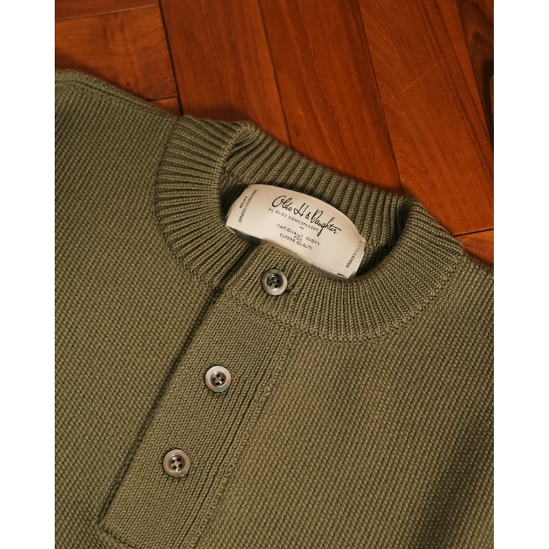 Olde H & Daughter WOOSTED WOOL HENLEY NECK P/O