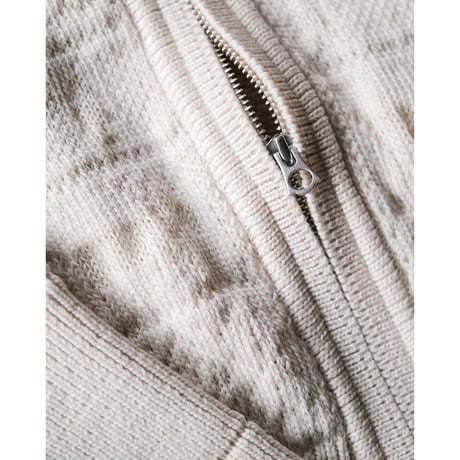 MAATEE&SONS JACQUARD ZIP ARMY SWEATER