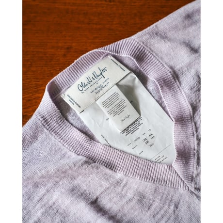 Olde H&Daughter LINEN SILK PLAIN STITCH V NECK L/S