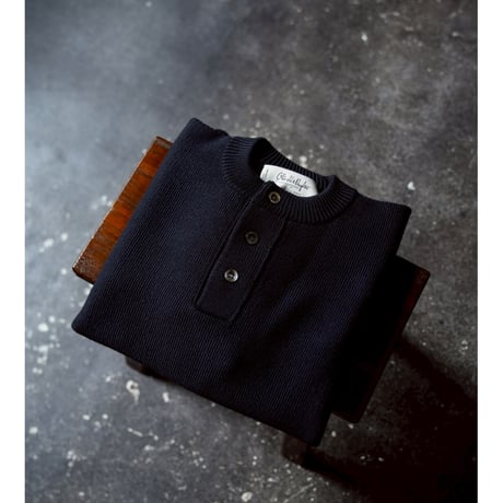 Olde H & Daughter WOOSTED WOOL HENLEY NECK P/O