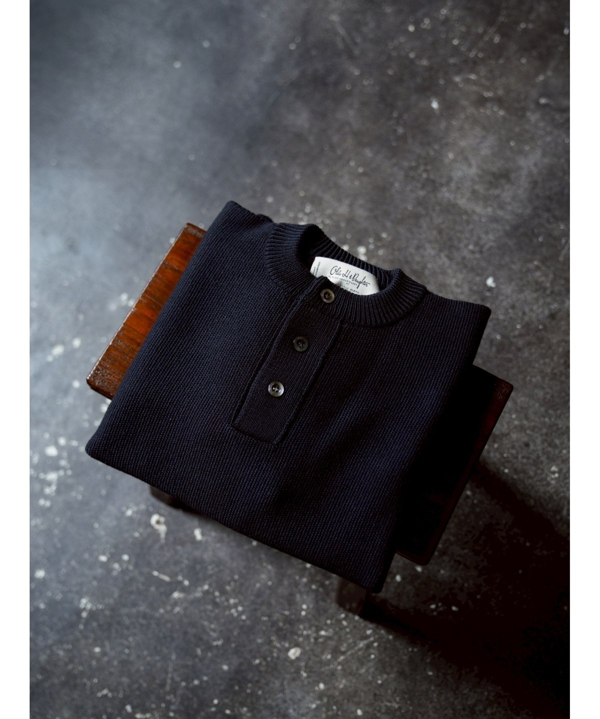Olde H & Daughter WOOSTED WOOL HENLEY NECK P/O 