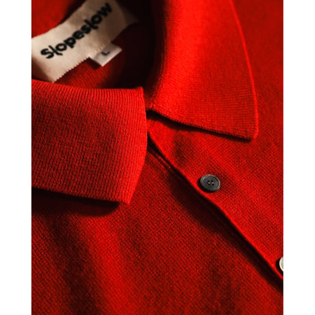 slopeslow "Paper/High Twist Wool" Half Mirano Rib Polo Sweater L/S