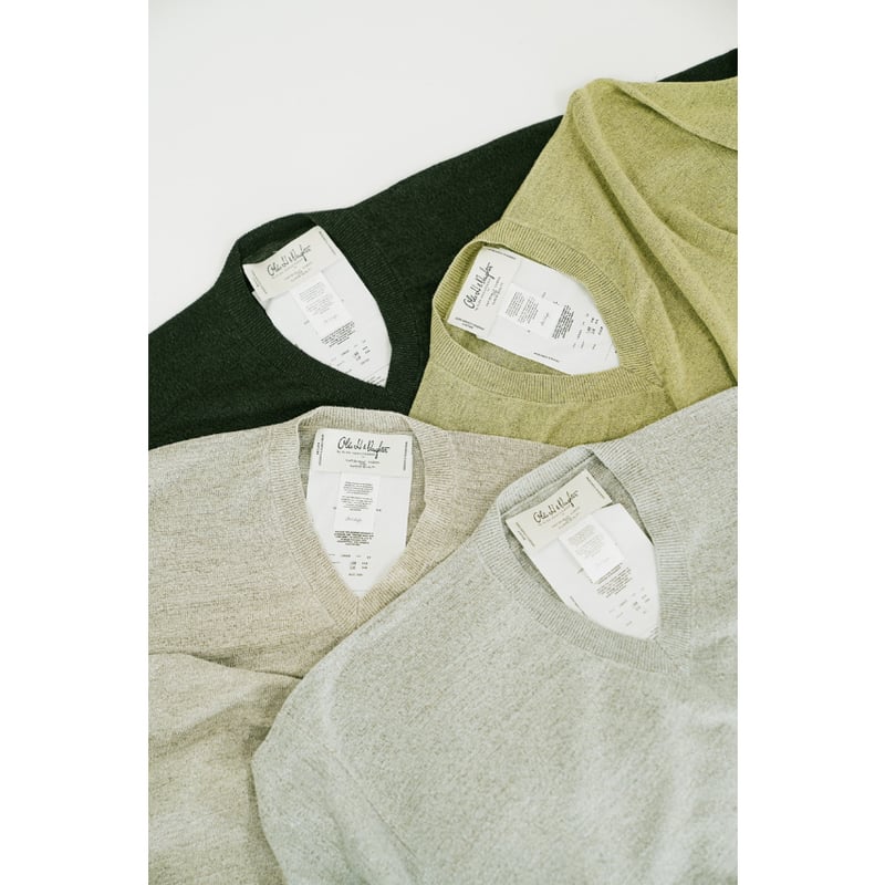 Olde H&Daughter LINEN SILK PLAIN STITCH V NECK