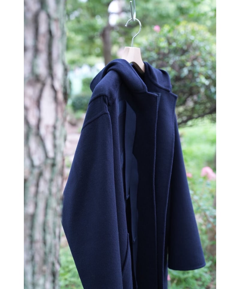 ポステレガント Dry Wool Rever Hooded Coat ネイビー