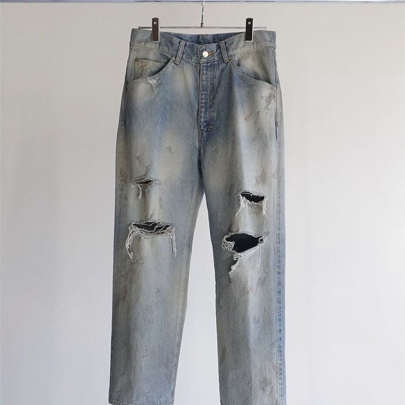 ANCELLM AGING CRASH SELVEDGE DENIM STRAIGHT 5P