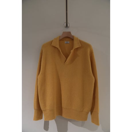 MAATEE&SONS CASHMERE LOW GAUGE POLO SKIPPER SWEATER