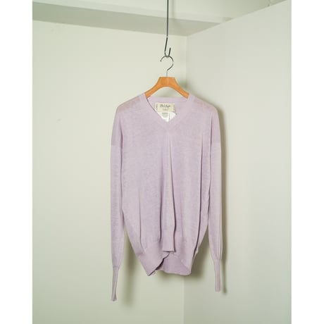 Olde H&Daughter LINEN SILK PLAIN STITCH V NECK L/S