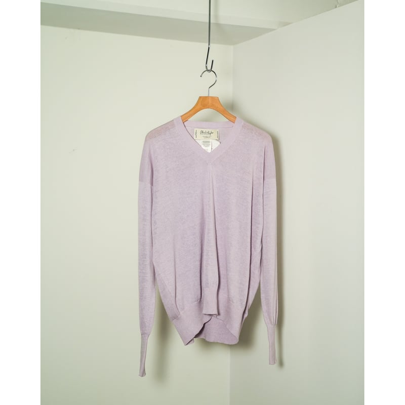 Olde H&Daughter LINEN SILK PLAIN STITCH V NECK