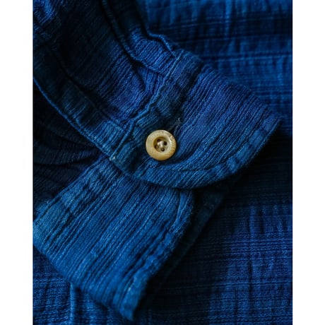Aquellos Ojos Verdes Ex. "藍" Ethnic grosgrain Classic open collar shirt