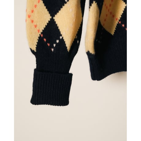 MAATEE&SONS Ex. KATEIKI CASHMERE ARGYLE V-NECK SWEATER